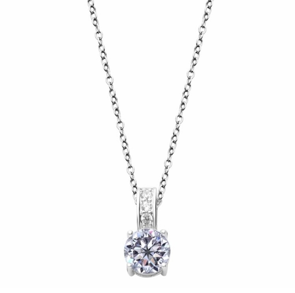 Queen2KeepUp Boutique Jewelry - Silver Plated Rhinestone Pendant Necklace
